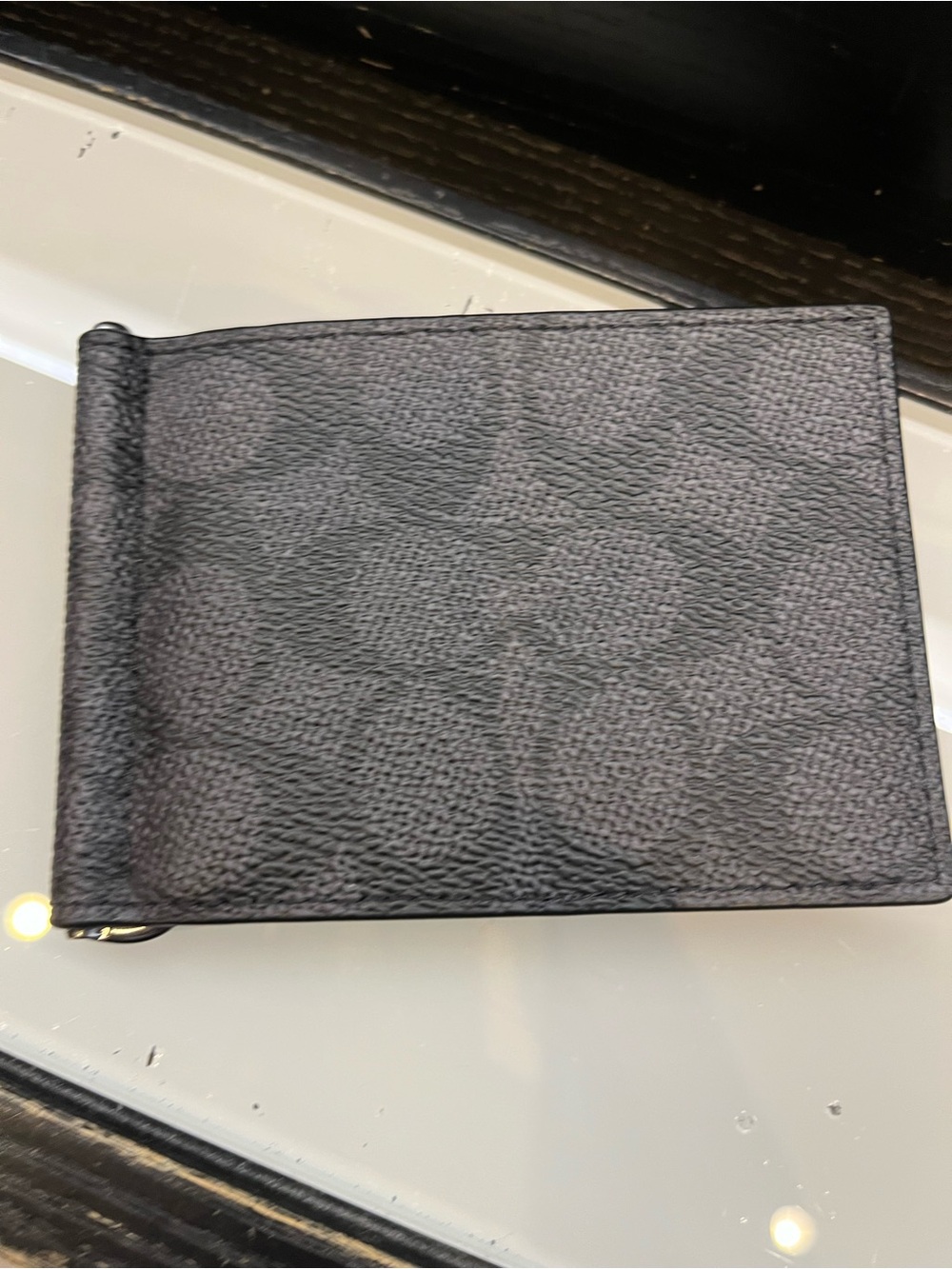 Coach Signature Black Canvas Money Clip Wallet bi- fold cards wallet